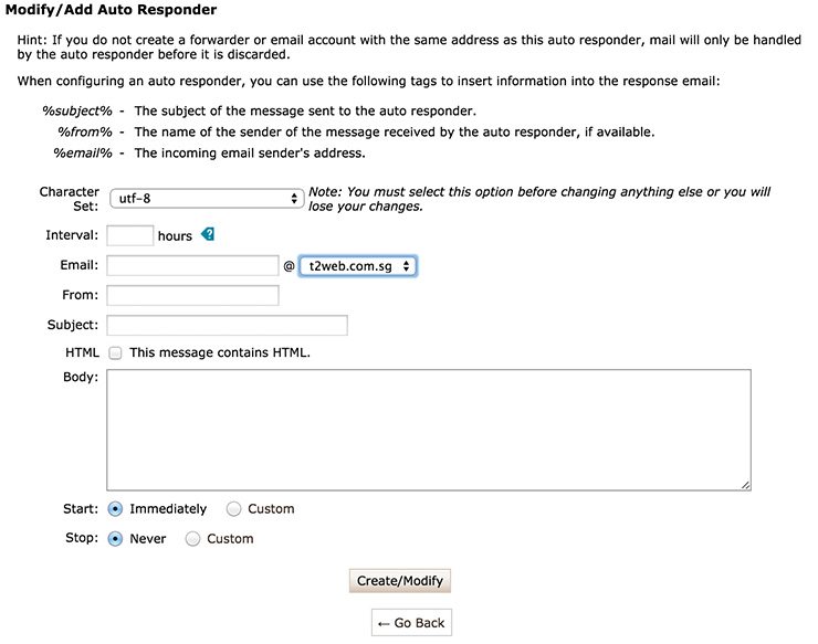 Auto Responder Details Page