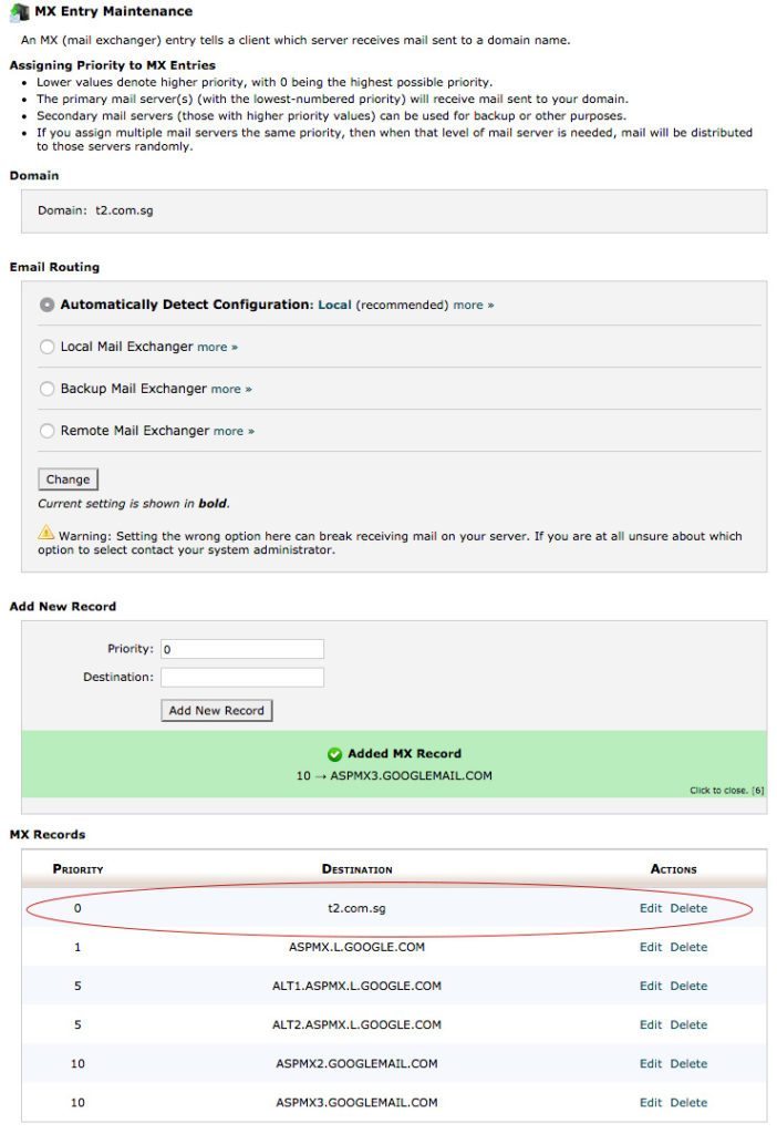 Cpanel MX Entry - Step 4