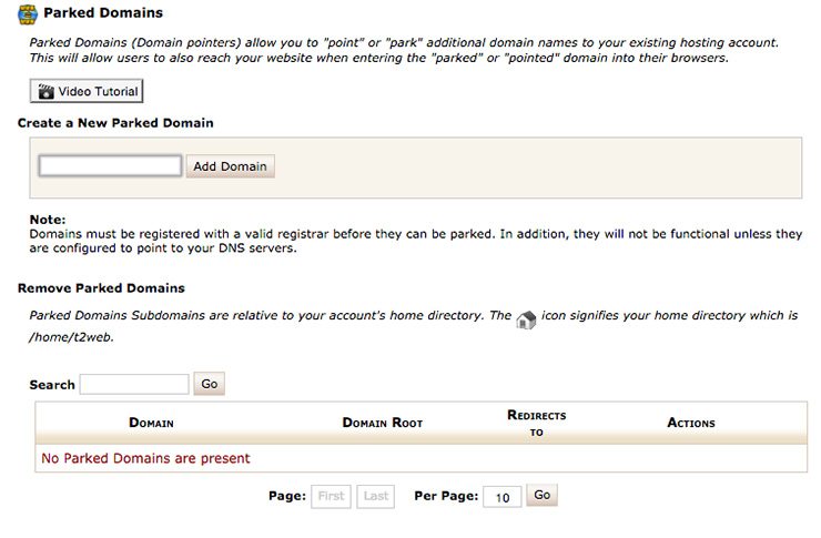 Parked Domains Details Page