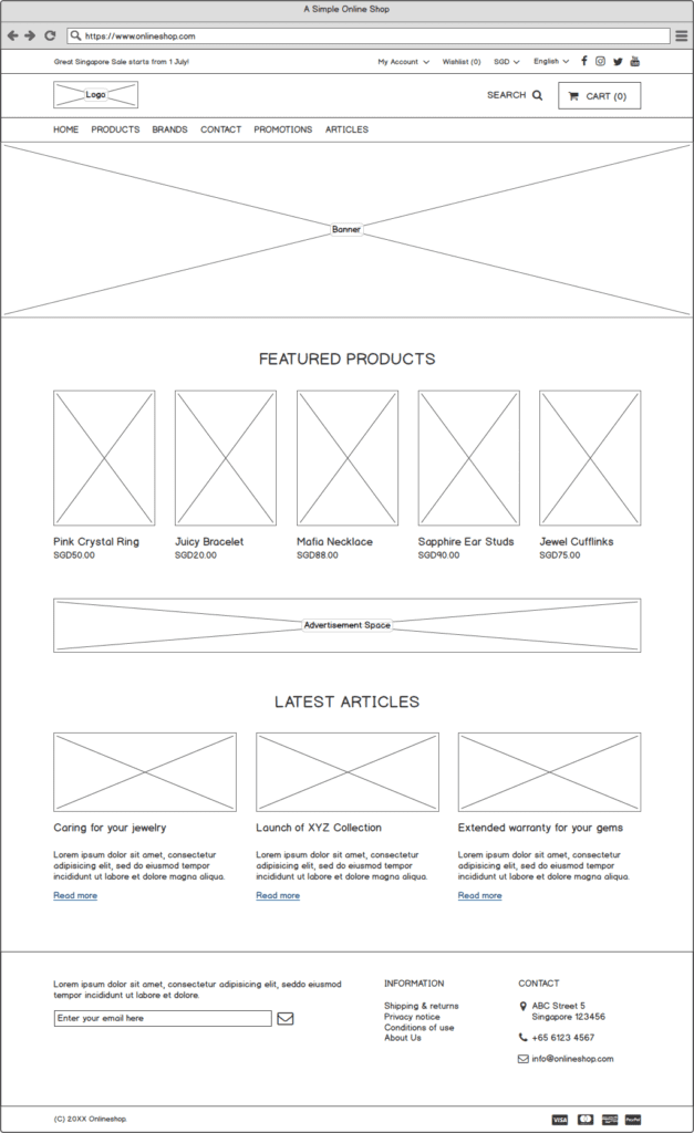 Online Shop Wireframe Sample